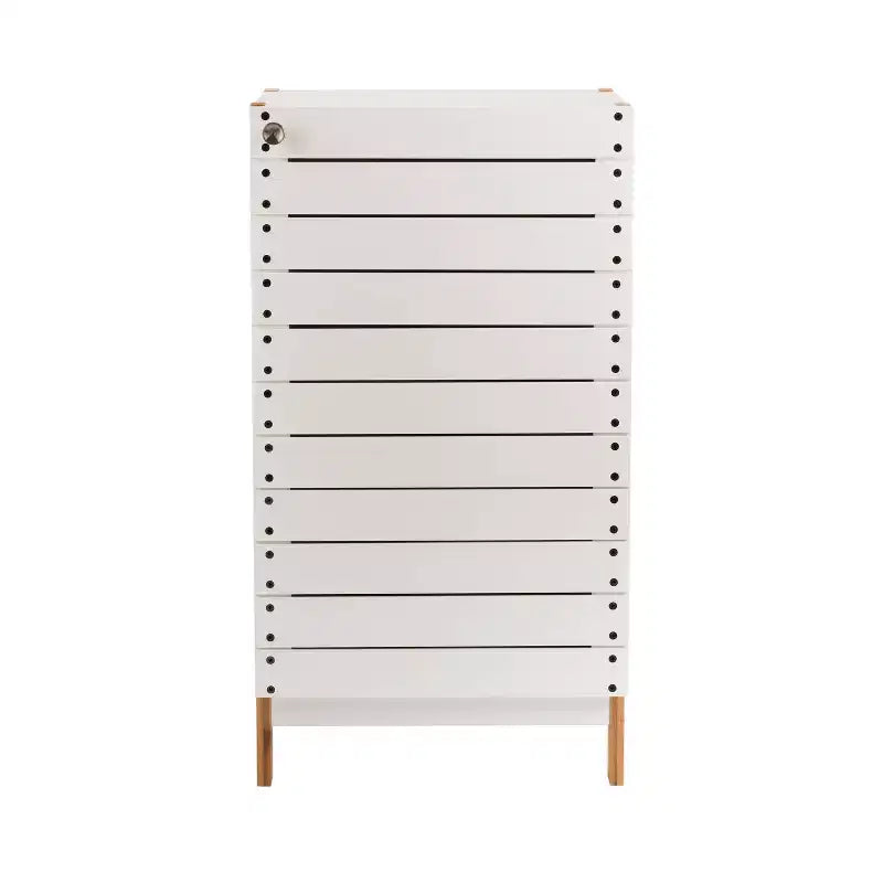 Deluxe Bamboo Floor Cabinet with Accent Slats Brown/White - Organize It All