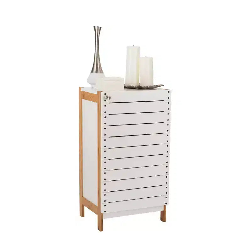 Deluxe Bamboo Floor Cabinet with Accent Slats Brown/White - Organize It All