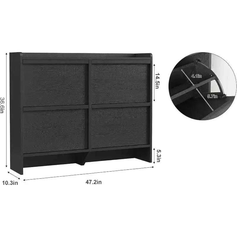COZONY 4-Drawer Shoe Cabinet with Adjustable Shelves Large Flip Drawer Hidden Shoe Storage Organizer for Entryway, Hallway & Living Room