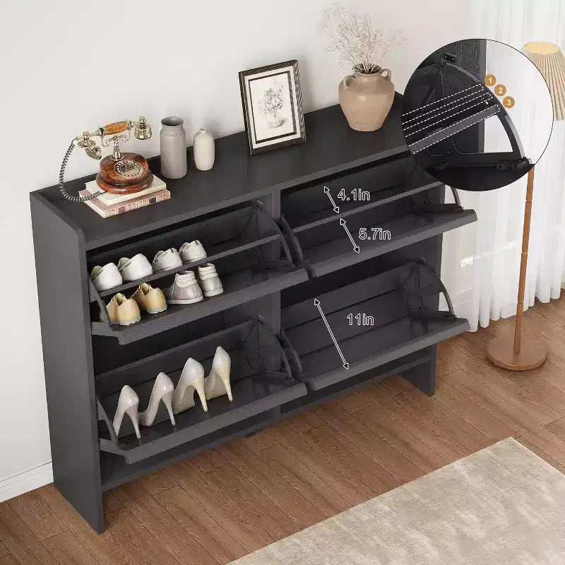 COZONY 4-Drawer Shoe Cabinet with Adjustable Shelves Large Flip Drawer Hidden Shoe Storage Organizer for Entryway, Hallway & Living Room