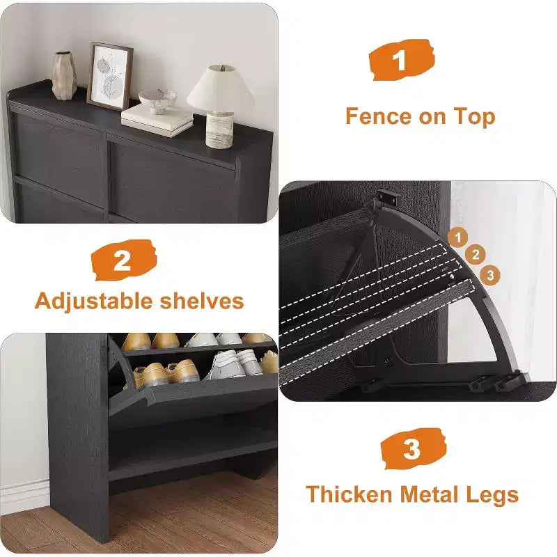 COZONY 4-Drawer Shoe Cabinet with Adjustable Shelves Large Flip Drawer Hidden Shoe Storage Organizer for Entryway, Hallway & Living Room