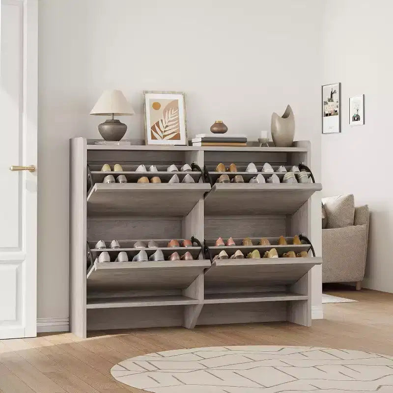 COZONY 4-Drawer Shoe Cabinet with Adjustable Shelves Large Flip Drawer Hidden Shoe Storage Organizer for Entryway, Hallway & Living Room