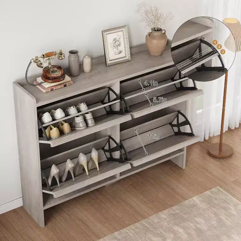 COZONY 4-Drawer Shoe Cabinet with Adjustable Shelves Large Flip Drawer Hidden Shoe Storage Organizer for Entryway, Hallway & Living Room