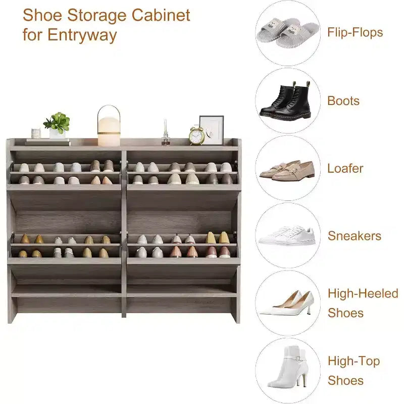 COZONY 4-Drawer Shoe Cabinet with Adjustable Shelves Large Flip Drawer Hidden Shoe Storage Organizer for Entryway, Hallway & Living Room