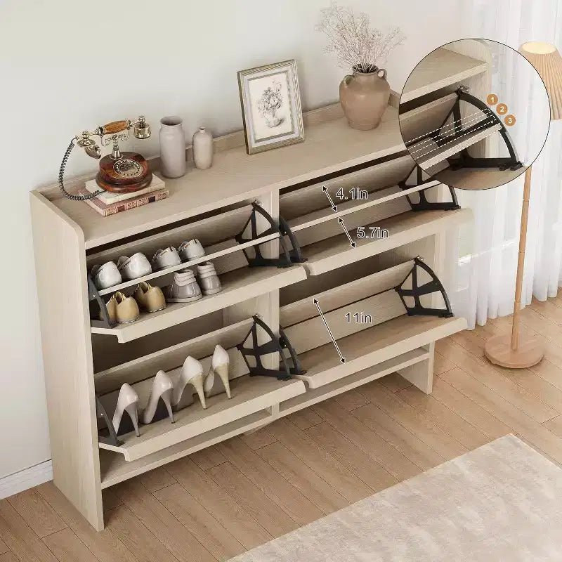 COZONY 4-Drawer Shoe Cabinet with Adjustable Shelves Large Flip Drawer Hidden Shoe Storage Organizer for Entryway, Hallway & Living Room