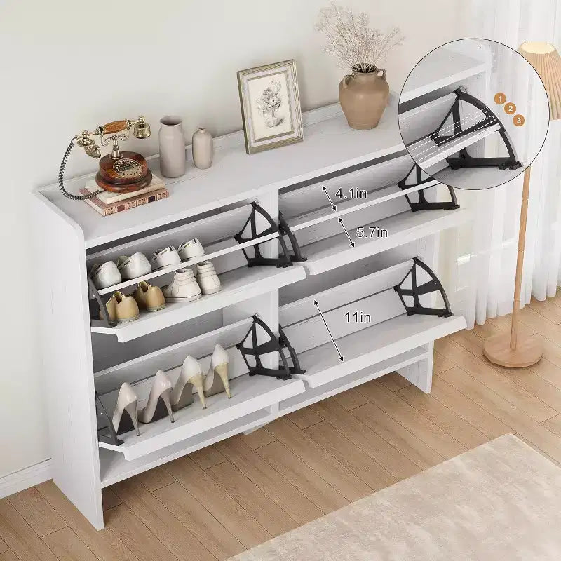 COZONY 4-Drawer Shoe Cabinet with Adjustable Shelves Large Flip Drawer Hidden Shoe Storage Organizer for Entryway, Hallway & Living Room