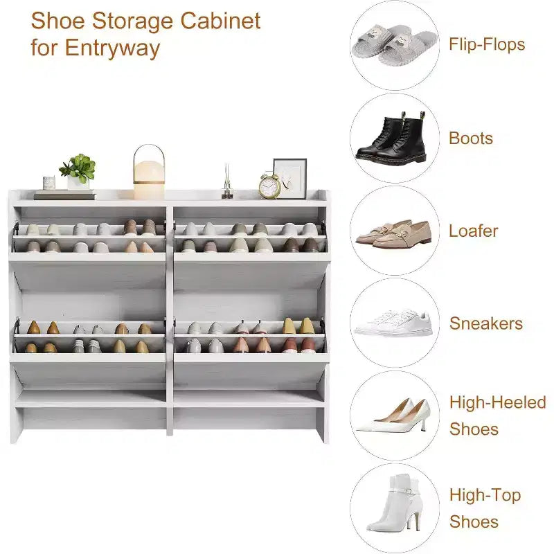 COZONY 4-Drawer Shoe Cabinet with Adjustable Shelves Large Flip Drawer Hidden Shoe Storage Organizer for Entryway, Hallway & Living Room