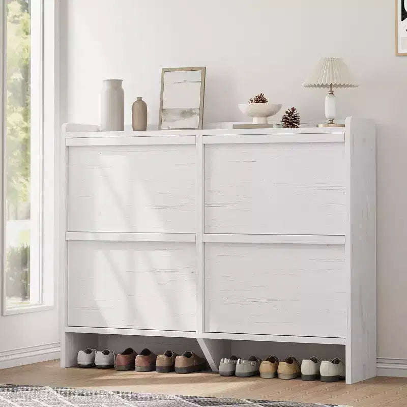 COZONY 4-Drawer Shoe Cabinet with Adjustable Shelves Large Flip Drawer Hidden Shoe Storage Organizer for Entryway, Hallway & Living Room