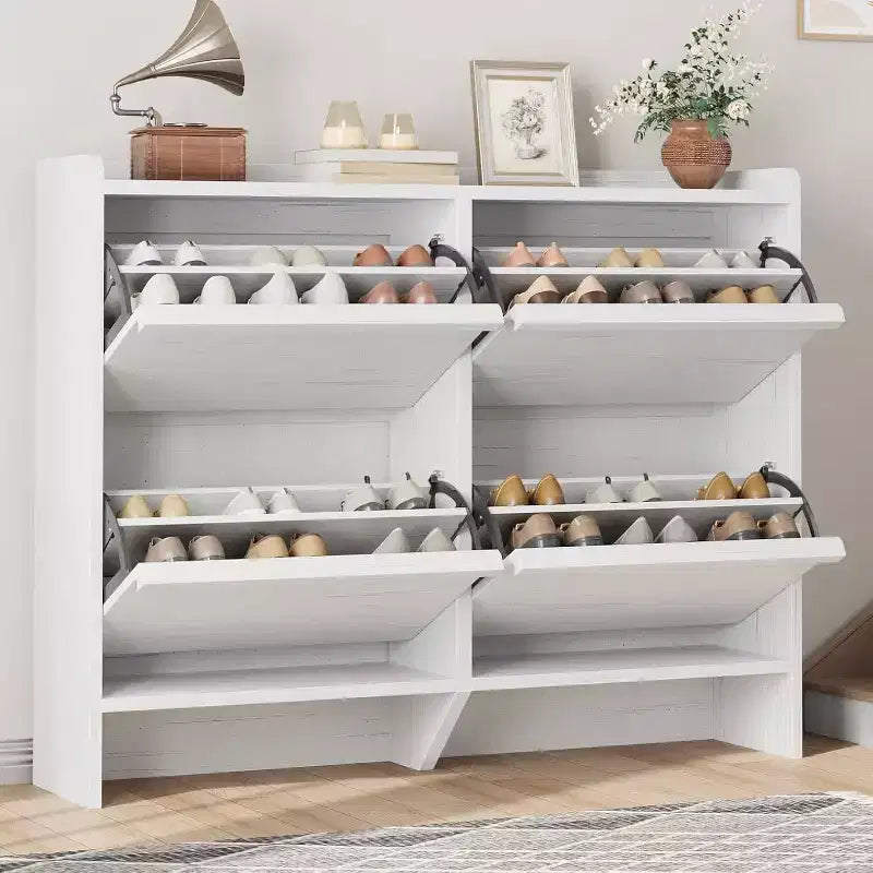 COZONY 4-Drawer Shoe Cabinet with Adjustable Shelves Large Flip Drawer Hidden Shoe Storage Organizer for Entryway, Hallway & Living Room