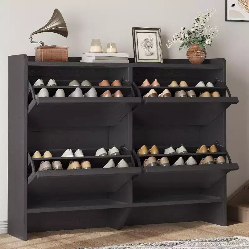COZONY 4-Drawer Shoe Cabinet with Adjustable Shelves Large Flip Drawer Hidden Shoe Storage Organizer for Entryway, Hallway & Living Room