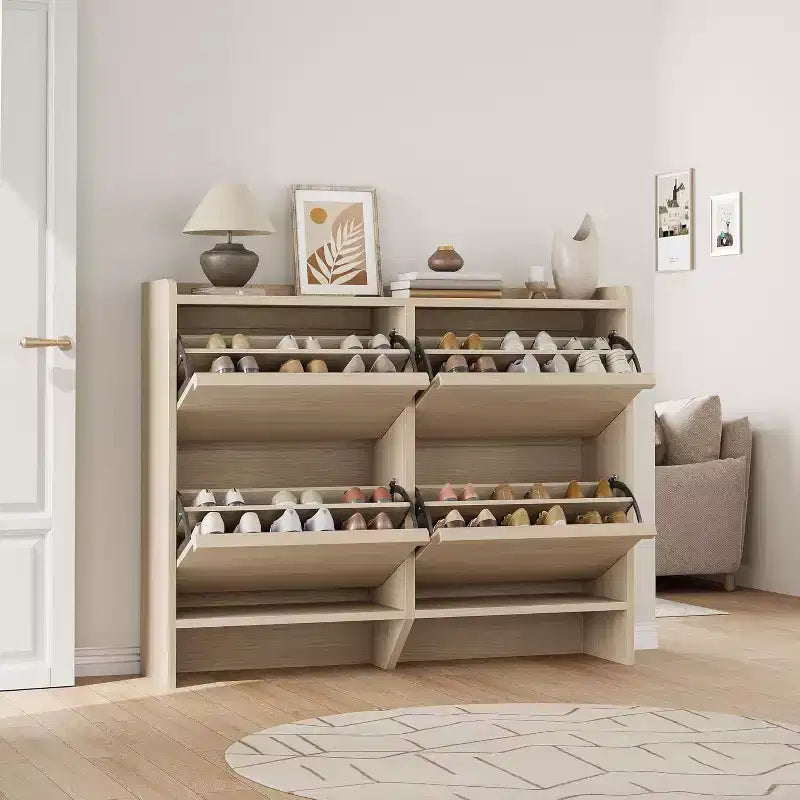 COZONY 4-Drawer Shoe Cabinet with Adjustable Shelves Large Flip Drawer Hidden Shoe Storage Organizer for Entryway, Hallway & Living Room