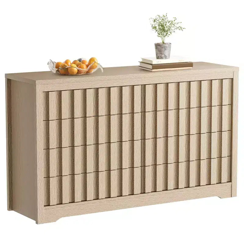 Fluted Dresser for Bedroom with 8 Drawers,Modern Chest of Drawers with Handleless,Wooden Dresser, Wood Clothes Closet Organizer with Deep Storage