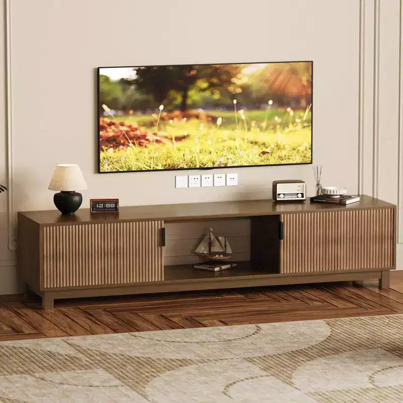 Modern Fluted TV Stand for TVs up to 80, 70 Long Entertainment Center with Storage, Wooden TV Console Table Media Cabinet for Living Room Bedroom