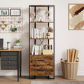 ndustrial Bookshelf with Storage Drawers - 4 Tier Vintage Metal Frame Bookcase, 70.9 Tall Open Shelves, Multi-Use Display Unit