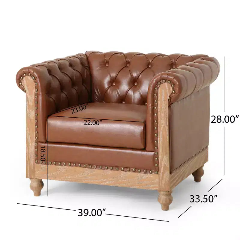 GDFStudio Batavia Chesterfield Tufted Club Chair with Nailhead Trim