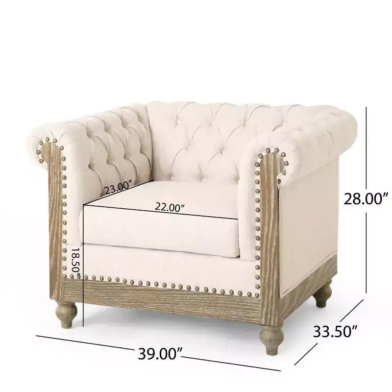 GDFStudio Batavia Chesterfield Tufted Club Chair with Nailhead Trim