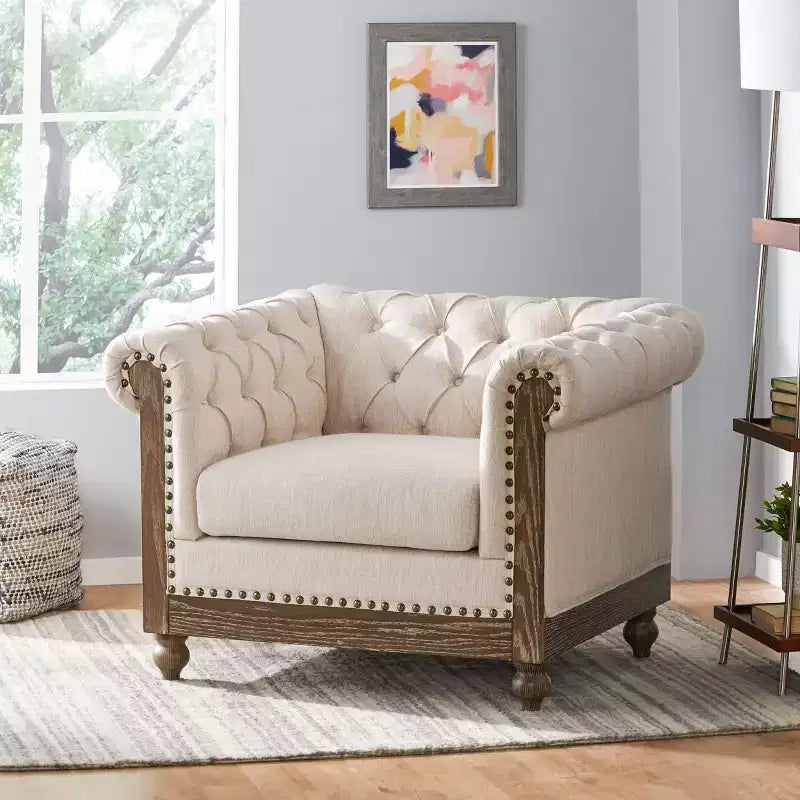 GDFStudio Batavia Chesterfield Tufted Club Chair with Nailhead Trim