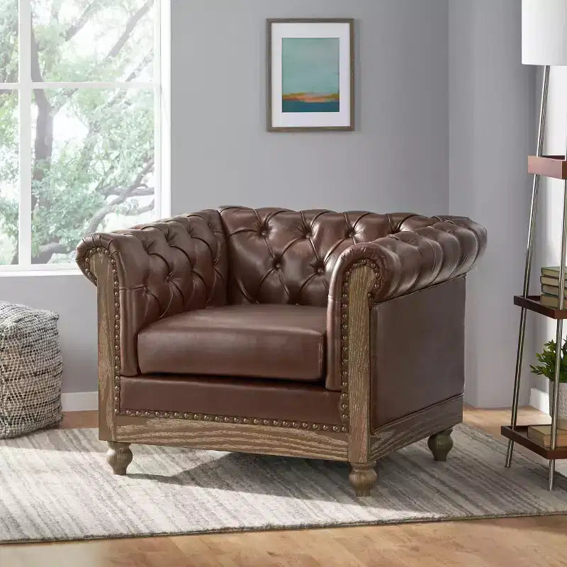GDFStudio Batavia Chesterfield Tufted Club Chair with Nailhead Trim