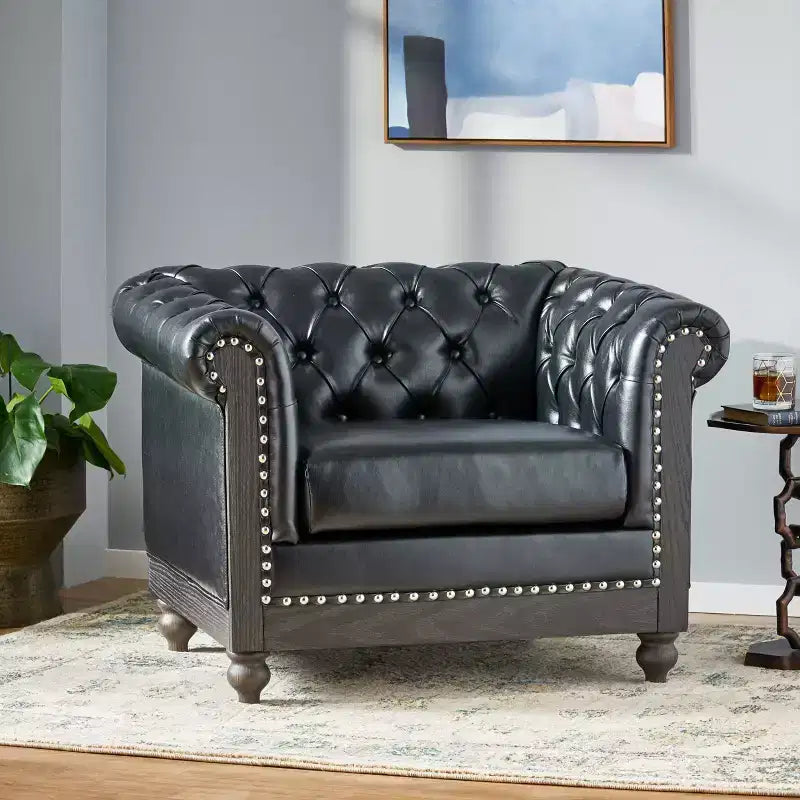 GDFStudio Batavia Chesterfield Tufted Club Chair with Nailhead Trim