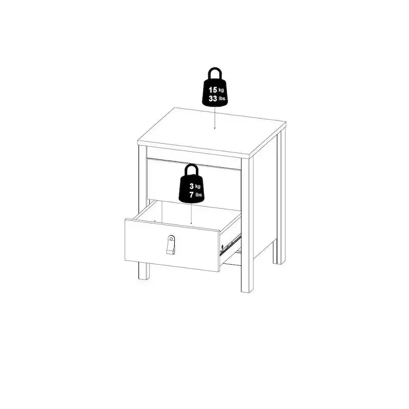 Tvilum,Madrid 21-inch Tall 2-Drawer Nightstand End Table, Jackson Hickory