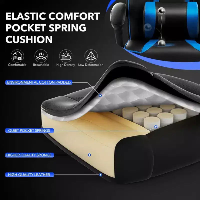 GustoWave Gaming Computer Chair with High Back, Pu Tall Gaming Chairs with Footrest, Reclining Gamer Chair