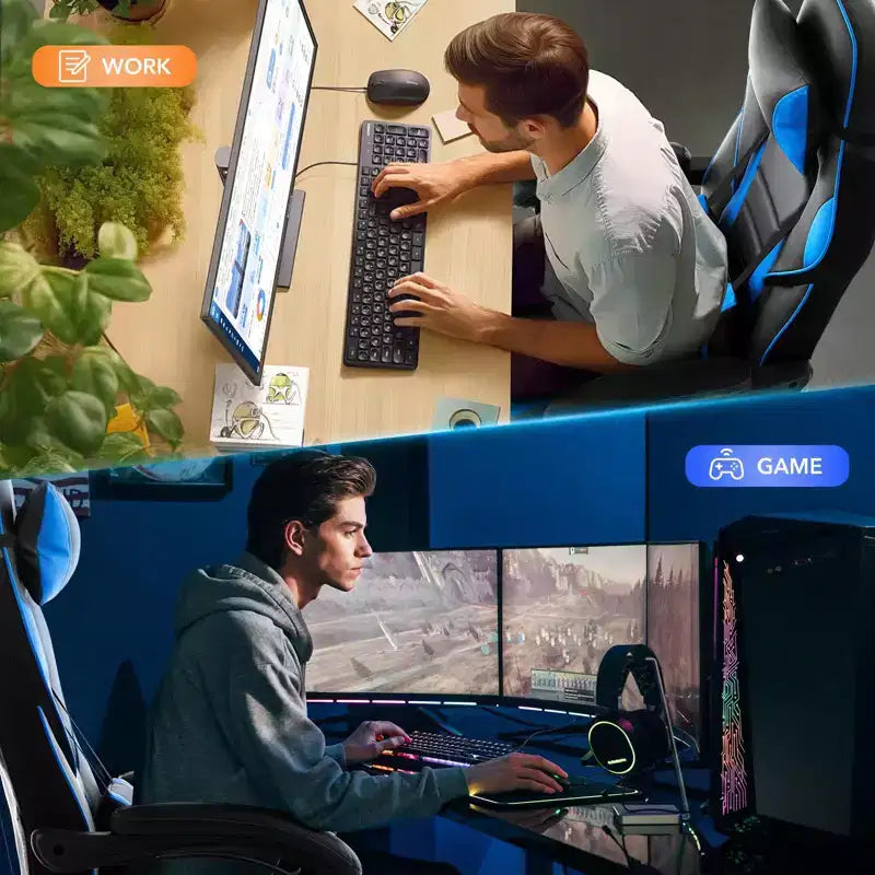 GustoWave Gaming Computer Chair with High Back, Pu Tall Gaming Chairs with Footrest, Reclining Gamer Chair