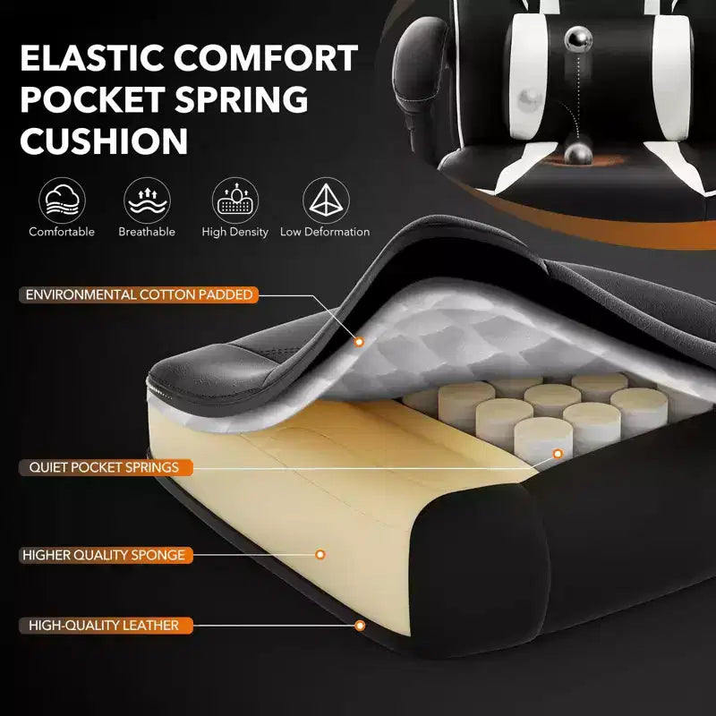 GustoWave Gaming Computer Chair with High Back, Pu Tall Gaming Chairs with Footrest, Reclining Gamer Chair