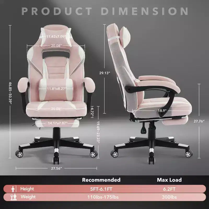 GustoWave Gaming Computer Chair with High Back, Pu Tall Gaming Chairs with Footrest, Reclining Gamer Chair