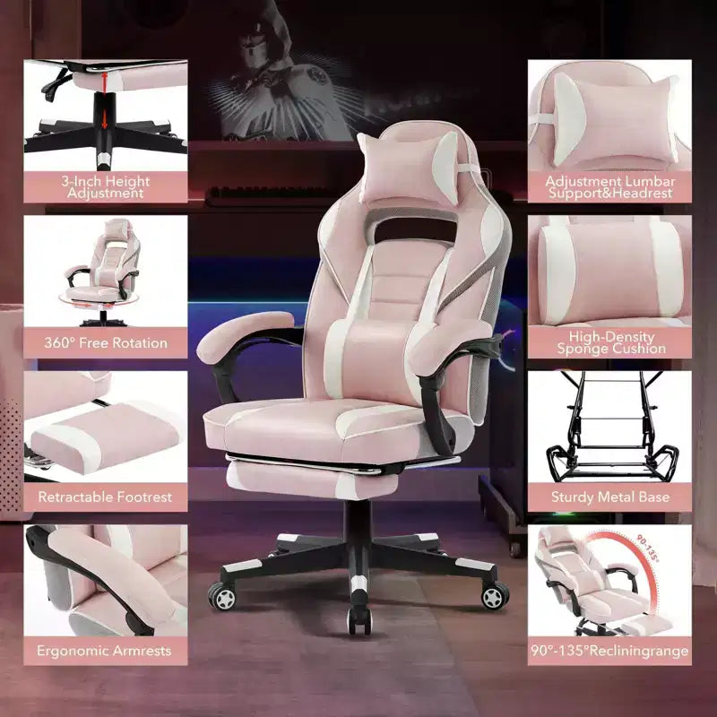 GustoWave Gaming Computer Chair with High Back, Pu Tall Gaming Chairs with Footrest, Reclining Gamer Chair