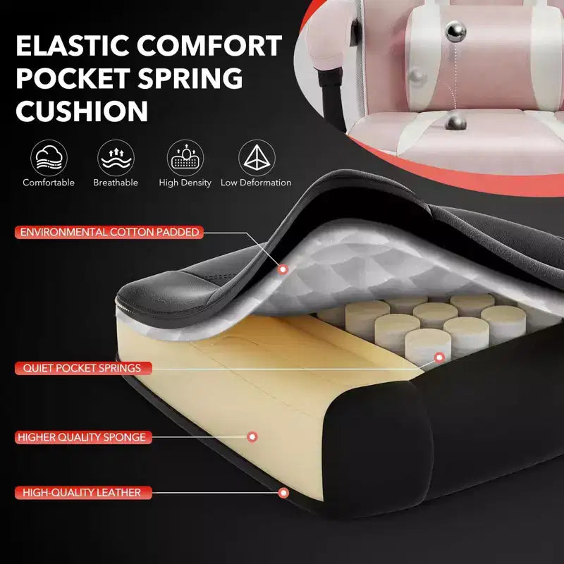 GustoWave Gaming Computer Chair with High Back, Pu Tall Gaming Chairs with Footrest, Reclining Gamer Chair