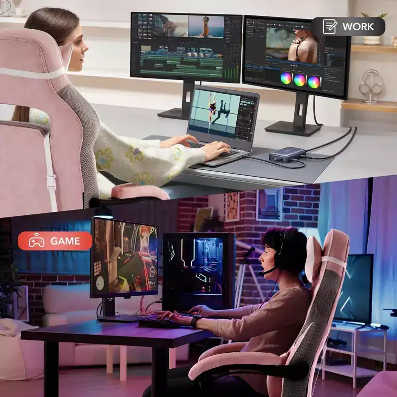 GustoWave Gaming Computer Chair with High Back, Pu Tall Gaming Chairs with Footrest, Reclining Gamer Chair