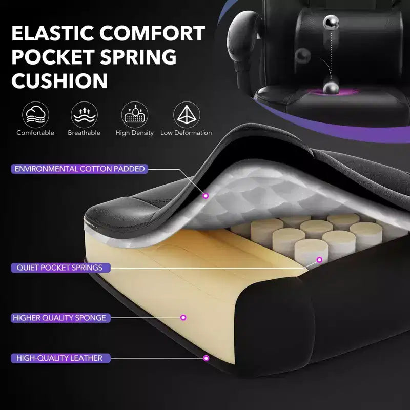 GustoWave Gaming Computer Chair with High Back, Pu Tall Gaming Chairs with Footrest, Reclining Gamer Chair
