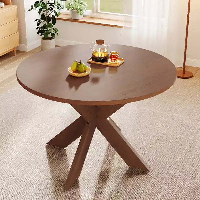 MAYEERTY Round Modern Dining Table Cherry for Kitchen Living Room