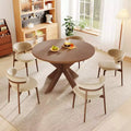 MAYEERTY Round Modern Dining Table Cherry for Kitchen Living Room