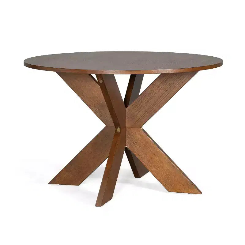 MAYEERTY Round Modern Dining Table Cherry for Kitchen Living Room