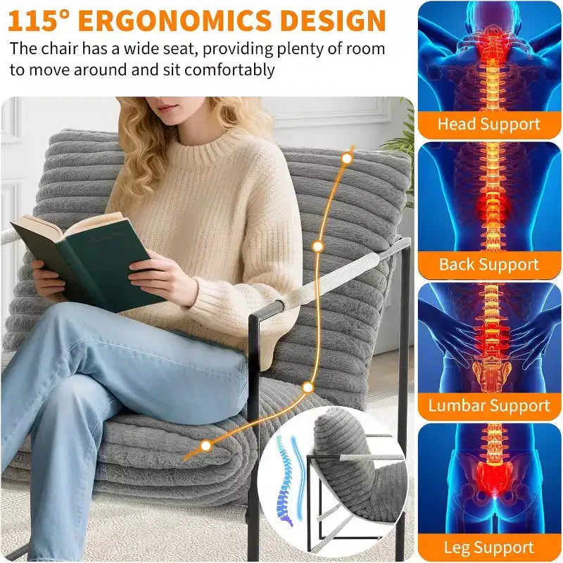 Accent Chair for Living Room, Modern Metal Framed Upholstered Armchair, Lounge Chair for Bedroom, Living Room, Reading Room