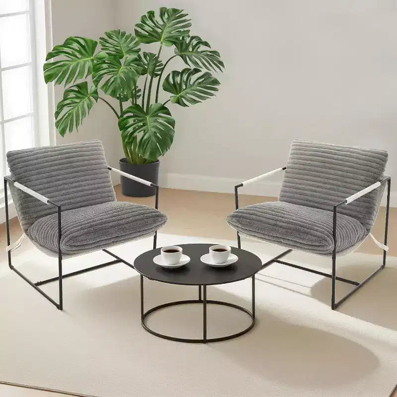 Accent Chair for Living Room, Modern Metal Framed Upholstered Armchair, Lounge Chair for Bedroom, Living Room, Reading Room