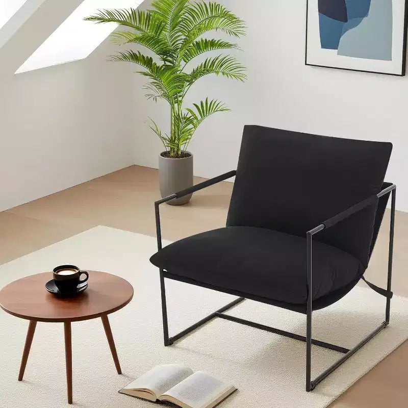 Accent Chair for Living Room, Modern Metal Framed Upholstered Armchair, Lounge Chair for Bedroom, Living Room, Reading Room
