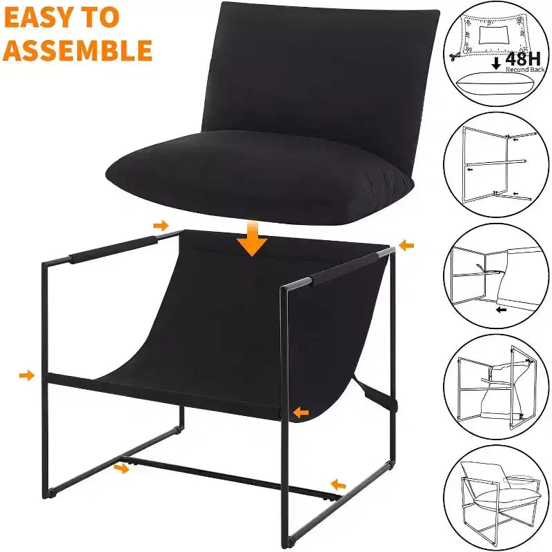Accent Chair for Living Room, Modern Metal Framed Upholstered Armchair, Lounge Chair for Bedroom, Living Room, Reading Room