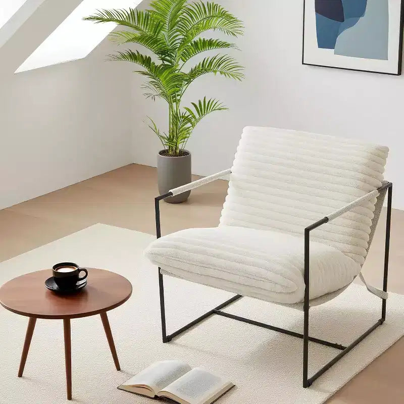 Accent Chair for Living Room, Modern Metal Framed Upholstered Armchair, Lounge Chair for Bedroom, Living Room, Reading Room