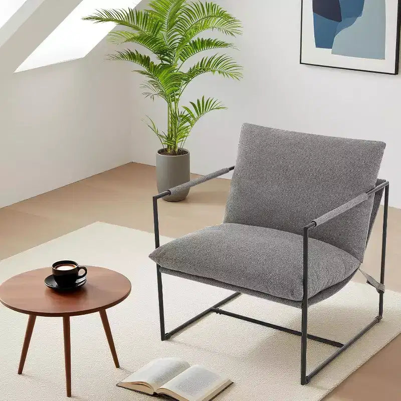 Accent Chair for Living Room, Modern Metal Framed Upholstered Armchair, Lounge Chair for Bedroom, Living Room, Reading Room