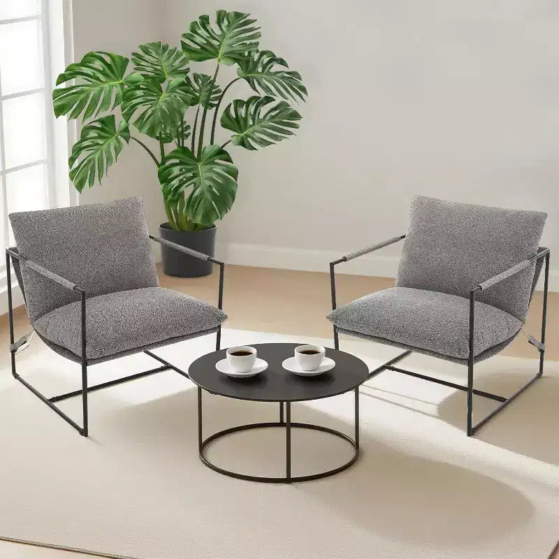 Accent Chair for Living Room, Modern Metal Framed Upholstered Armchair, Lounge Chair for Bedroom, Living Room, Reading Room