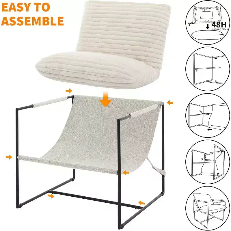 Accent Chair for Living Room, Modern Metal Framed Upholstered Armchair, Lounge Chair for Bedroom, Living Room, Reading Room