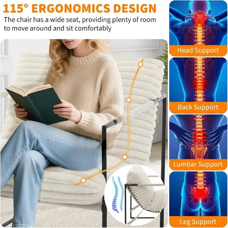 Accent Chair for Living Room, Modern Metal Framed Upholstered Armchair, Lounge Chair for Bedroom, Living Room, Reading Room