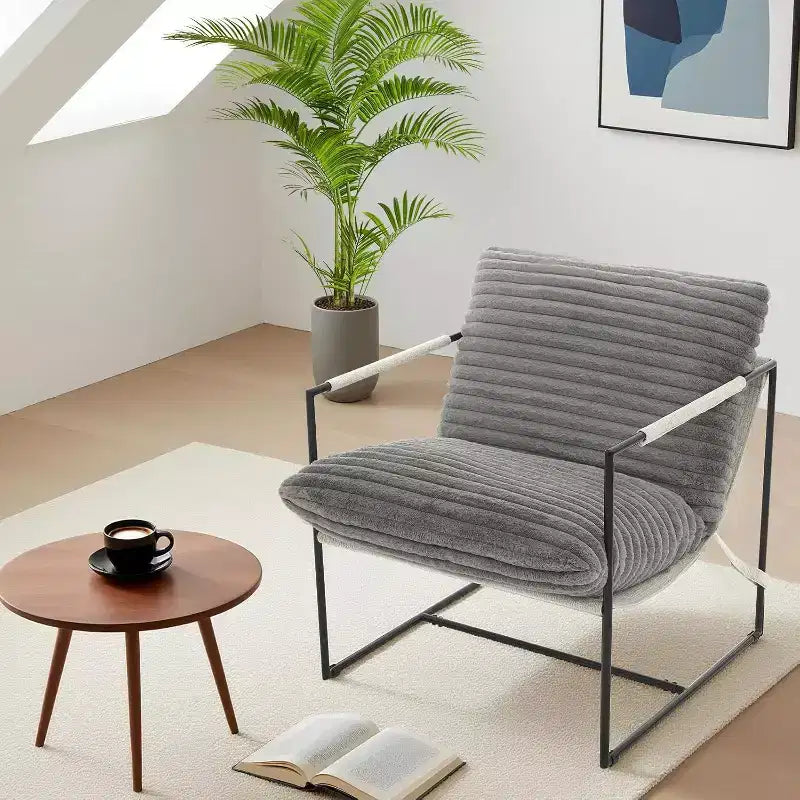 Accent Chair for Living Room, Modern Metal Framed Upholstered Armchair, Lounge Chair for Bedroom, Living Room, Reading Room