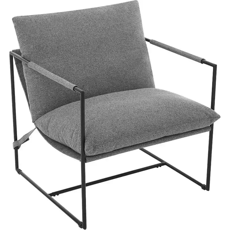 Accent Chair for Living Room, Modern Metal Framed Upholstered Armchair, Lounge Chair for Bedroom, Living Room, Reading Room