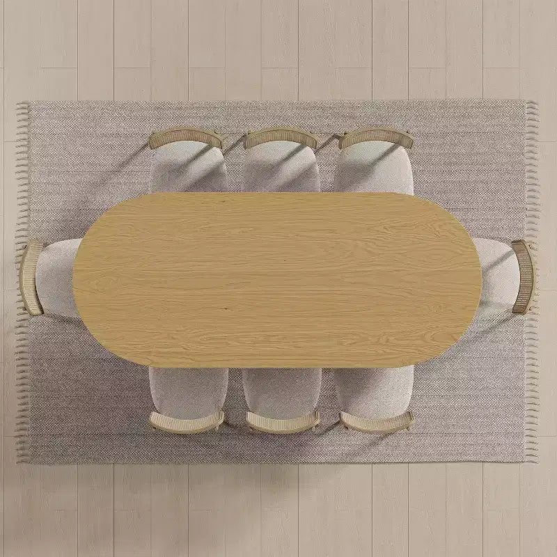 PexFix 79 x 33.5 Farmhouse Kitchen Dining Room Table Home Furniture Oval Natural Kitchen Table with Rattan Woven Legs for Kitchen Bar Living Room