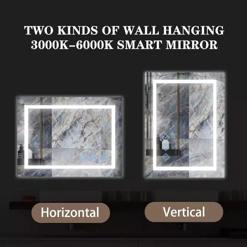 Acekool Bathroom Wall Mirror with Adjustable Brightness, Anti-Fog, Touch Control, Memory Function, Modern Vanity Mirror 32x24in