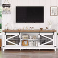 75 Inch Farmhouse Tv Stand Modern Farmhouse TV Stand - with Sliding Barn Doors, Storage Compartments, and Adjustable Shelf - White