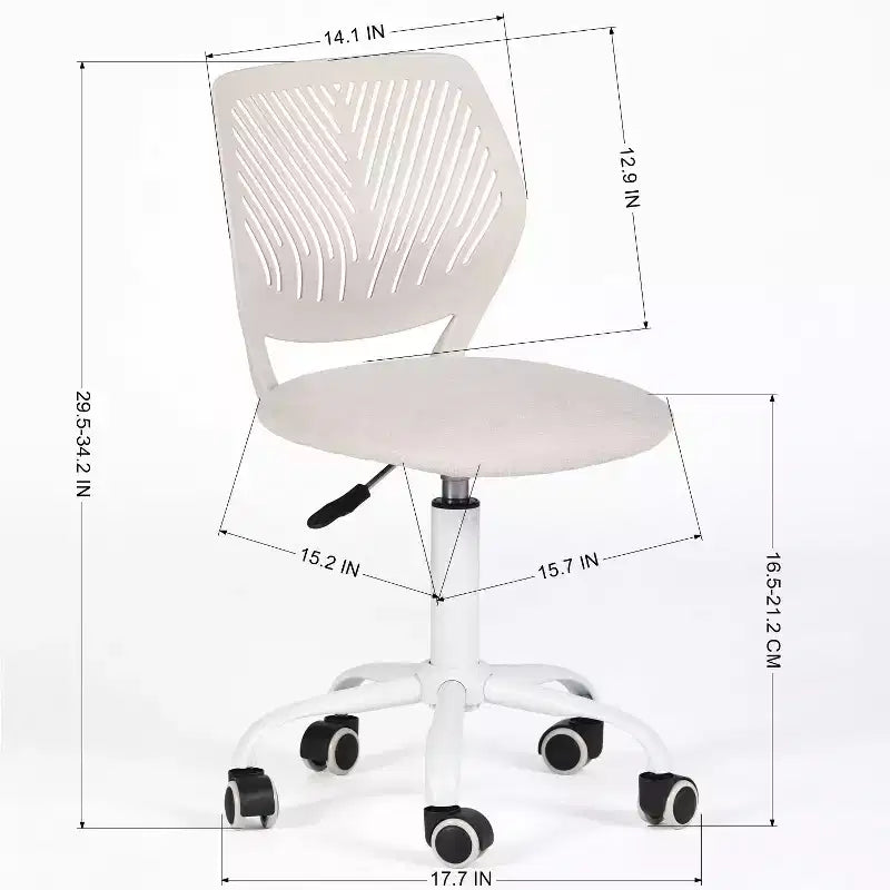 Homy Casa Adjustable Armless Swivel Study Chair for Kids, Dorm & Small Home Office